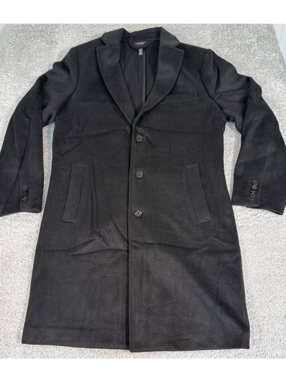 Alfani Mens Black Wool Blend Overcoat Size M Indonesia Dress Office - Picture 6 of 14